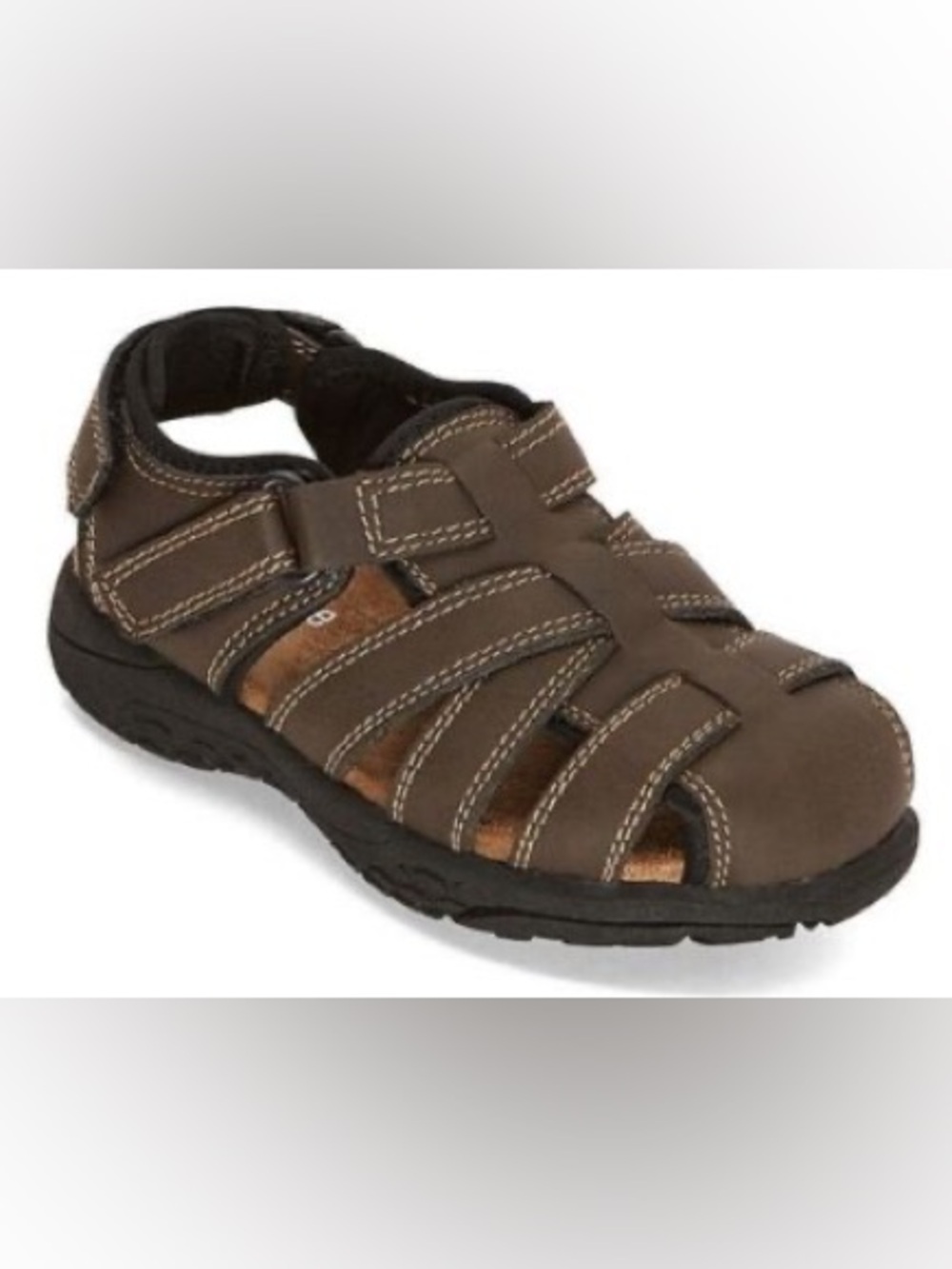 Kids Brown Closed-Toe Hook-and-Loop Sandals